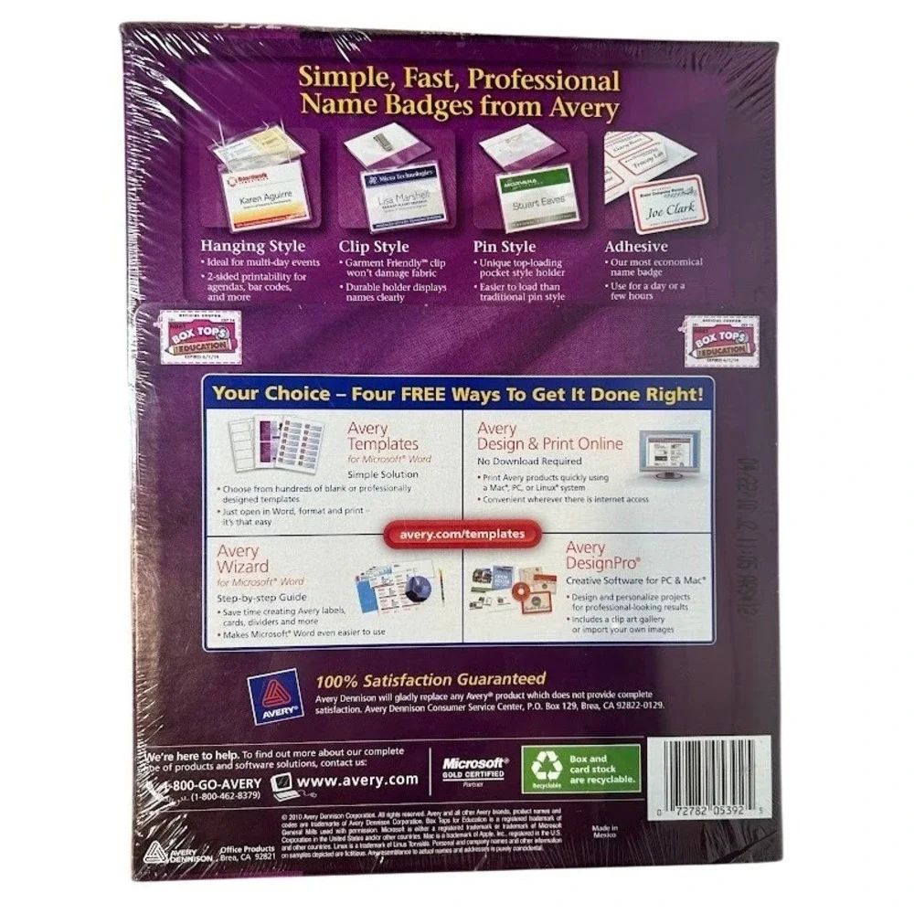 Avery 5392 Name‎ Badge Insert Refills 3x4 White Cardstock Laser Inkjet 300 Count